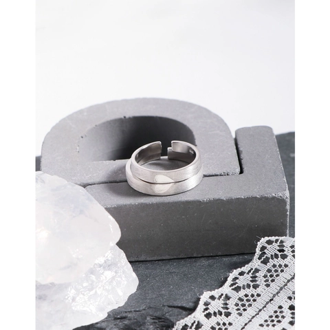 Bagues de Couple Cœur en Argent Sterling 925 pour Hommes Femmes Minimalistes Bagues Ouvertes Réglables Mat Brossé Bijoux de Mode Cadeau