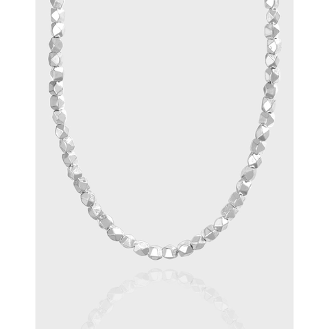 Collar de Plata de Ley S925 con Pepitas Geométricas Irregulares para Mujer Joyería Minimalista Cadena de Cuentas Estilo INS