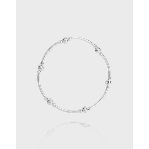 Minimalistisches S925 Sterlingsilber Armband Für Damen Rundperlen Segmentiertes Design Polierter Eleganter Schmuck Alltag