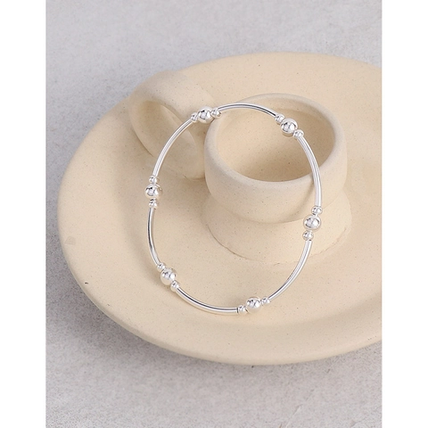 Minimalistisches S925 Sterlingsilber Armband Für Damen Rundperlen Segmentiertes Design Polierter Eleganter Schmuck Alltag