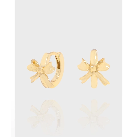Minimalist 925 Sterling Silver Bowknot Hoop Earrings For Women Korean Style Light Luxury Electroplated Bow Jewelry Gift
