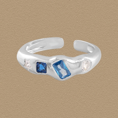 Elegante Anello Aperto Geometrico in Argento Sterling 925 Con Zirconia Anello Regolabile dal Design Individuale Minimalista da Donna
