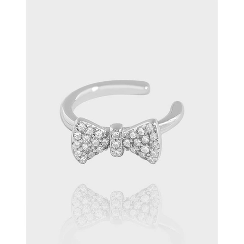 Orecchini a Polsino in Argento Sterling S925 Con Fiocco per Donna Micro Pave Zirconia Senza Buco Clip On Orecchino Gioielli di Moda