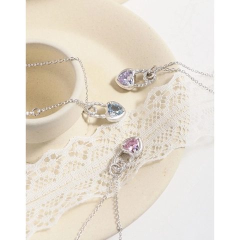 925 Sterling Silver Heart Pendant Necklace For Women Elegant Rhinestone Clavicle Chain Korean Style Light Luxury Jewelry Gift