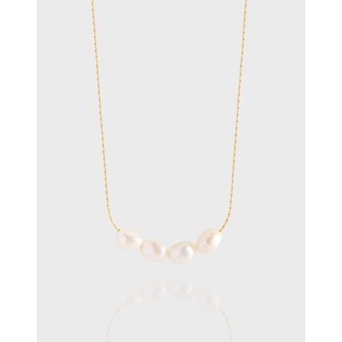 925 Sterling Silver Baroque Freshwater Pearl Necklace For Women Minimalist Natural Irregular Pearl Luxury Jewelry Gift
