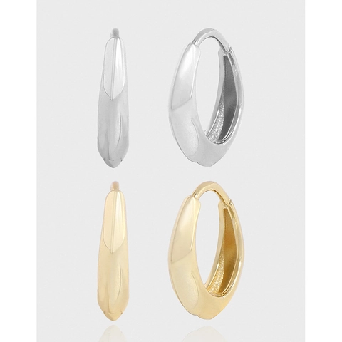 Orecchini a Cerchio in Argento Sterling 925 Minimalisti per Donna Geometrici Irregolari Bordo del Prisma Gioielli alla Moda Quotidiana