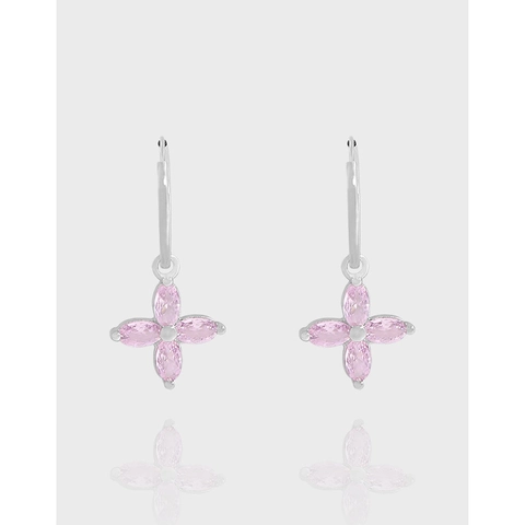 Pendientes De Aro De Flor Cerezo Circón Rosa Plata De Ley 925 Joyas Elegantes Y Delicadas Para Mujer