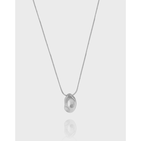 Collana con Pendente Meteorite Irregolare in Argento Sterling S925 Minimalista Forma Organica Catena a Serpente Gioielli Donna