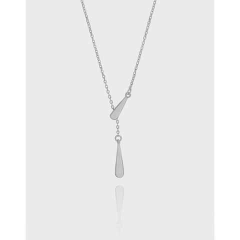 925 Sterling Silver Water Drop Y-Necklace For Women Minimalist Korean INS Style Double Teardrop Pendant Adjustable Chain