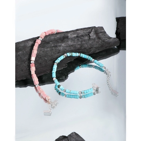 925 Sterling Zilver Rhodochrosiet Kralen Armband Voor Vrouwen Minimalistische Koreaanse Stijl Roze Edelsteen Verstelbare Armband Sieraden Cadeau