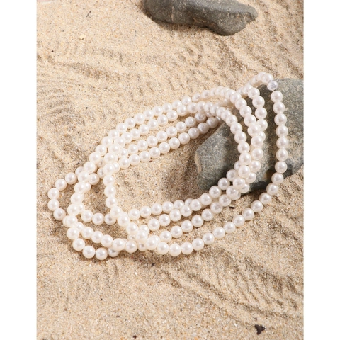 Elegant 925 Sterling Silver Long Artificial Pearl Necklace For Women Minimalist White Gold Sweater Chain Jewelry Gift