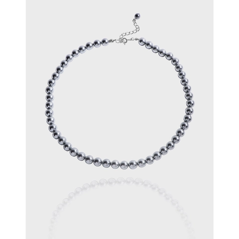 Collana con Perla Artificiale Grigia in Argento Sterling S925 per Donna Gioielli con Catena a Clavicola in Stile Coreano Minimalista