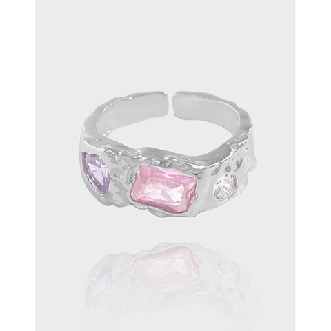 925 Sterlingsilber Falten Textur Lava Ring Für Damen Nischen Design Verstellbar Zirkonia Eingelegt Minimalistisch Modeschmuck