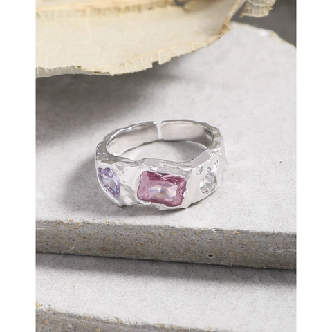 925 Sterlingsilber Falten Textur Lava Ring Für Damen Nischen Design Verstellbar Zirkonia Eingelegt Minimalistisch Modeschmuck