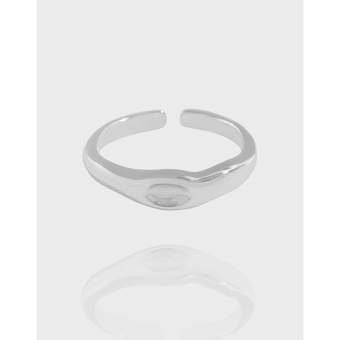 Minimalist 925 Sterling Silver Irregular Wavy Open Ring For Women Niche Design Liquid Metal Texture Adjustable Finger Ring
