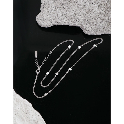 Collana con Ciondolo a Stella in Argento Sterling 925 da Donna Girocollo Minimalista con Stelle Multiple Catena Regolabile Gioielli