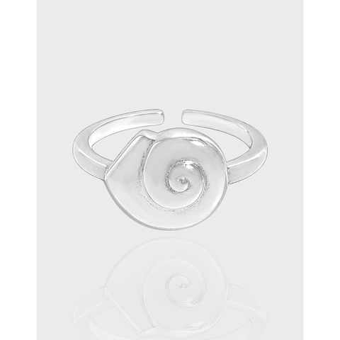 Minimalist 925 Sterling Silver Conch Spiral Adjustable Opening Ring For Women Korean Ins Style Sea Shell Textured Finger Jewelry Gift