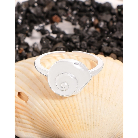 Minimalist 925 Sterling Silver Conch Spiral Adjustable Opening Ring For Women Korean Ins Style Sea Shell Textured Finger Jewelry Gift