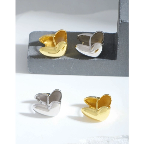 Minimalistische 925 Sterlingsilber Voluminöse Herz Ohrstecker Poliert Geometrischer Schmuck Für Damen Textur Ohrringe Geschenk