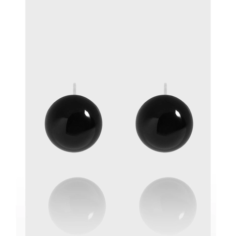 S925 Sterling Silver Black Agate Round Ball Stud Earrings For Women Minimalist Personalized Hypoallergenic Jewelry Gift