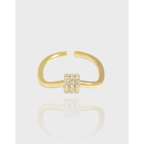Koreanischer INS-Stil 925 Sterlingsilber 18 Karat Vergoldet Offener Ring Triple Zirkonia Minimalistischer Luxus Damen Schmuck Fingerring