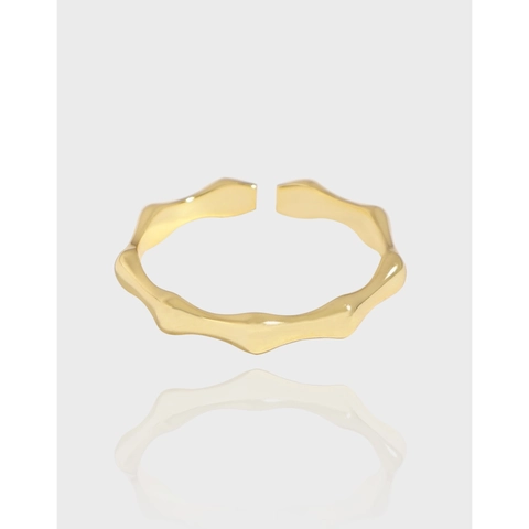 Minimalistischer S925 Sterling Silber Bambusknoten Offener Ring Für Damen Verstellbarer Geometrischer Wellenlinie Luxus Fingerring Schmuck