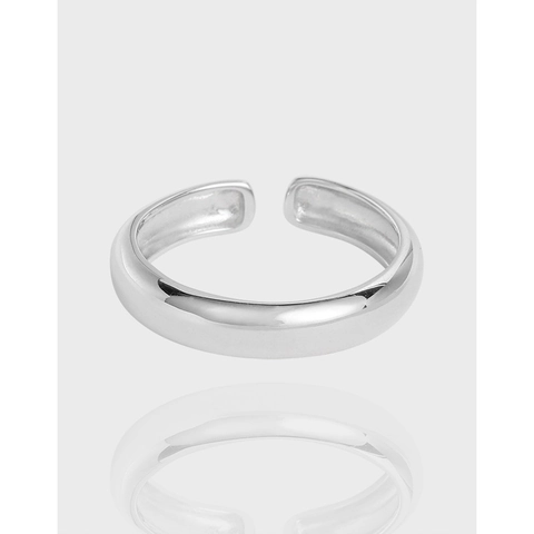 Minimalist 925 Sterling Silver Open Ring For Women Adjustable Smooth Polished Shine Metal Finger Ring Fashion Jewelry
