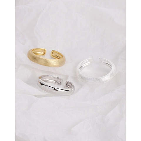 Minimalist 925 Sterling Silver Open Ring For Women Adjustable Smooth Polished Shine Metal Finger Ring Fashion Jewelry