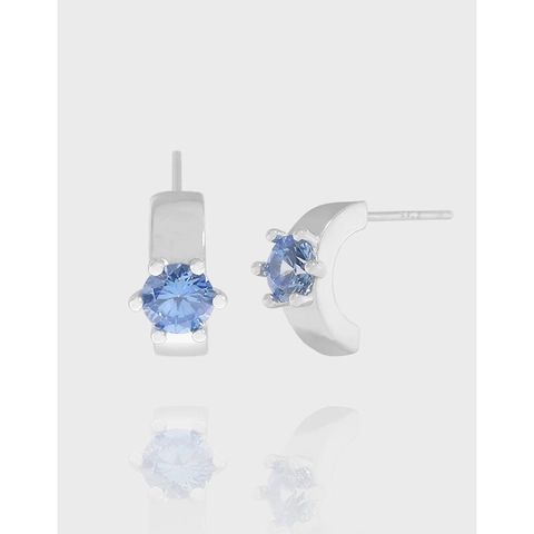 Orecchini a Lobo in Argento Sterling 925 con Strass Blu Geometrici a Forma di C Orecchini a Cerchio Donna Gioielli Minimalisti