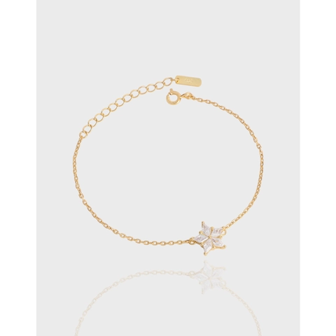 Luxury S925 Sterling Silver Snowflake Bracelet For Women 18K Gold Plated Rhinestone Dainty Adjustable Chain Minimalist Hand Jewelry Bracelet Gift