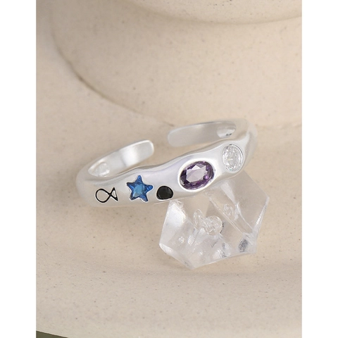 Koreaanse Stijl Minimalistisch 925 Sterling Zilver Verstelbare Open Ring Geometrische Zirconia Voor Vrouwen Sieraden Cadeau
