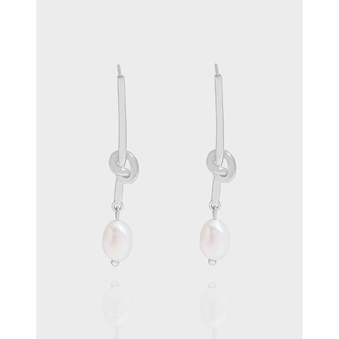Orecchini a Goccia con Nodo in Argento Sterling 925 per Donna Orecchini Pendenti con Perle Artificiali Eleganti Gioielli