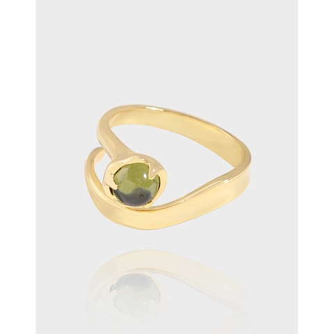 S925 Sterlingsilber Unregelmäßiger Grüner Strass Eingelegter Offener Ring Damen Minimalistischer Verstellbarer Ring Schmuck