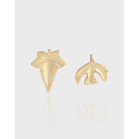 925 Sterling Zilver Asymmetrisch Blad Vogel Oorknopjes Voor Vrouwen Minimalistisch INS Stijl Gegalvaniseerd Sieraden