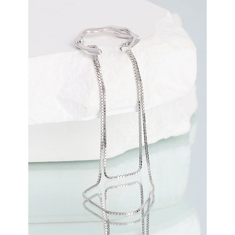 S925 Sterling Silver Long Tassel Ear Cuff For Women Minimalist Double Box Chain Wave Non-Piercing Clip Earrings