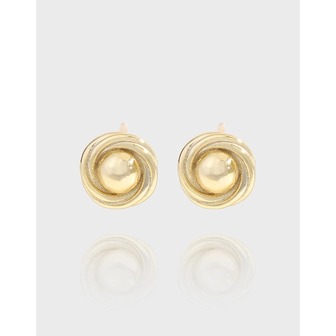 Minimalist 925 Sterling Silver Stud Earrings For Women Korean Style Spiral Twisted Circle Bead Design Elegant Jewelry