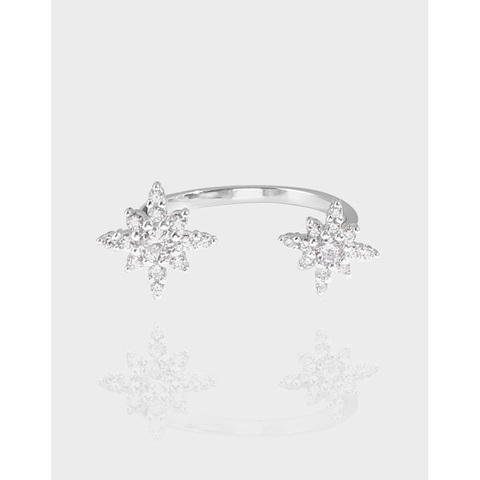 925 Sterling Zilver Ster Zirconia Open Ring Minimalistisch Verstelbare Ring Voor Vrouwen Luxe Sieraden