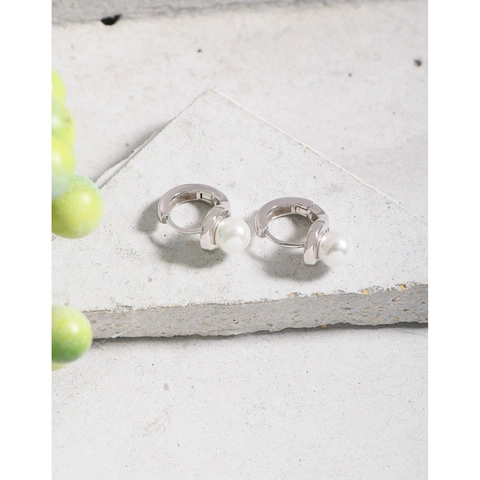 Koreanischer Stil S925 Sterlingsilber Künstliche Perle Ohrringe Elegant Minimalistisch Geometrisch Schmuck Für Damen Weißgold