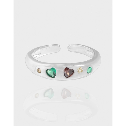 Anello Aperto in Argento Sterling 925 Con Zirconia Multicolore Per Donna Gioielli Regalo Anello Regolabile Minimalista Geometrico
