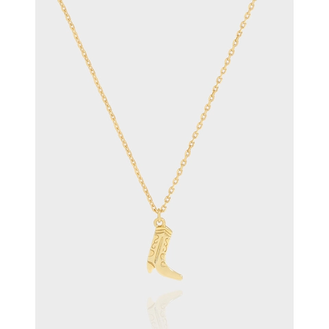 925 Sterling Silver Cowboy Boot Pendant Necklace Western Vintage Engraved Scrollwork Clavicle Chain Jewelry For Women