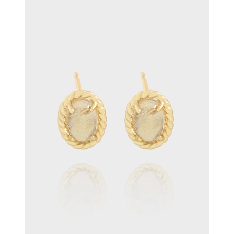 Minimalistisch 925 Sterlingsilber Oval Ohrstecker Mit Gedrehter Kante Strass Einlage Vintage Koreanischen Stil Damen Schmuck