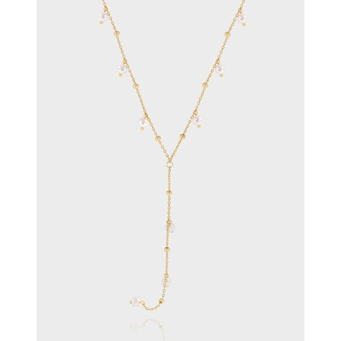 925 Sterlingsilber Naturperle Y-Form Anhänger Halskette Für Damen 18K Vergoldet Minimalistische Quaste Kette Schmuck