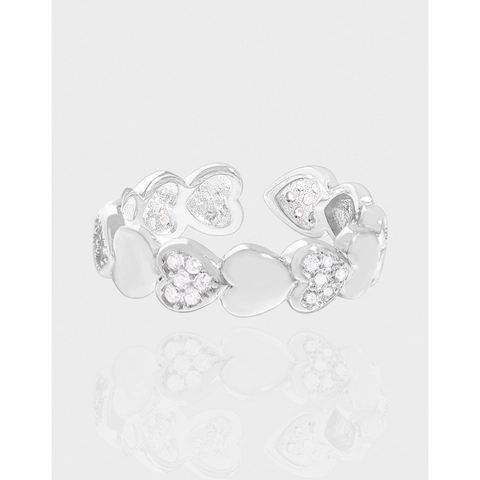 S925 Sterlingsilber Herz Ring Für Damen Mikro-Eingelegtes Zirkonia Verstellbarer Offener Ring Koreanischer INS Mode Schmuck