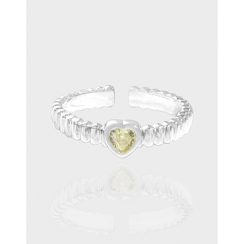 INS Stil 925 Sterlingsilber Herz Zirkonia Offener Verstellbarer Ring Für Damen Eleganter Wellentextur Galvanisierter Modeschmuck