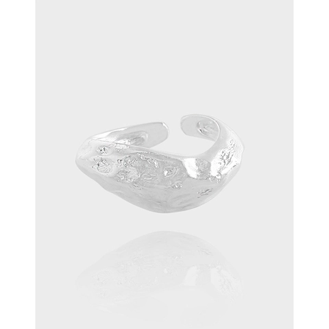 Anello Aperto a Ramo in Argento Sterling 925 con Texture di Lava Irregolare Design di Nicchia Anello Regolabile da Donna