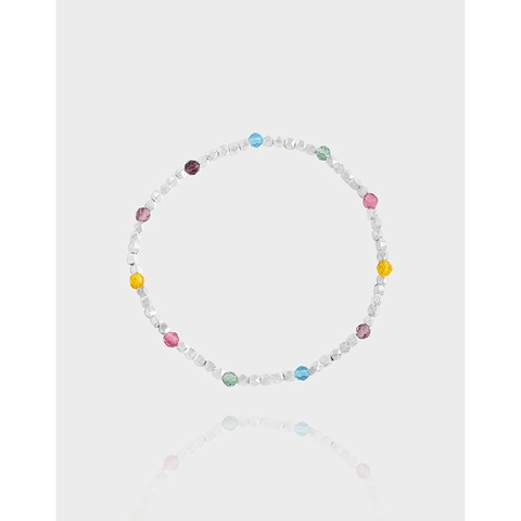 S925 Sterlingsilber Armband Für Damen Minimalistisch Broken Silver Design Mit Mehrfarbigen Strassperlen Nischen Licht Luxus INS Stil Schmuck Geschenk