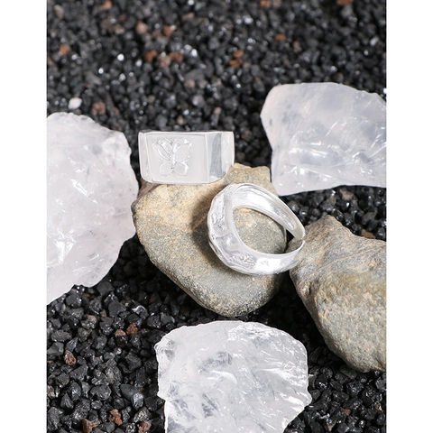 Anello Aperto a Ramo in Argento Sterling 925 con Texture di Lava Irregolare Design di Nicchia Anello Regolabile da Donna