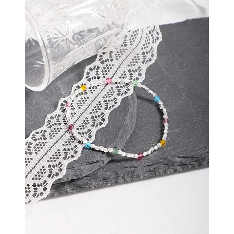 S925 Sterlingsilber Armband Für Damen Minimalistisch Broken Silver Design Mit Mehrfarbigen Strassperlen Nischen Licht Luxus INS Stil Schmuck Geschenk