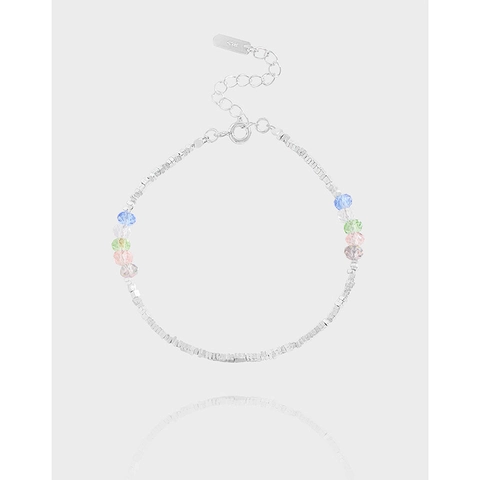S925 Sterlingsilber Perlenarmband Mit Bunten Strass Kristallen Minimalistisch Verstellbare Kette Feiner Schmuck Für Damen Täglich Geschenk
