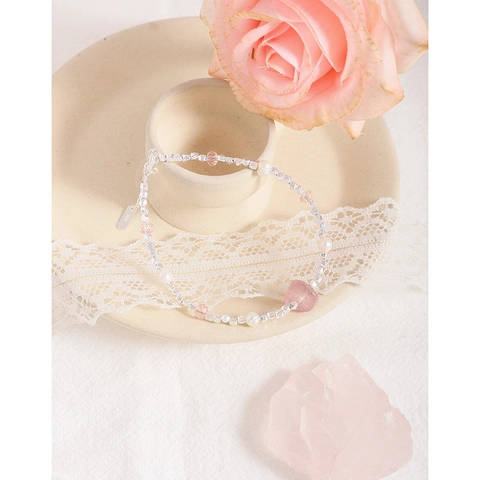 Pulsera de Plata de Ley 925 Cuarzo Fresa Perla de Agua Dulce para Mujer Cuentas Irregulares Estilo Coreano Joyería Regalo